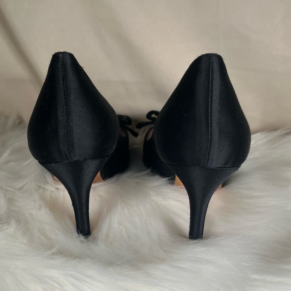 Kate Spade Black Peep-Toe Heels with Bow - Picture 3 of 6